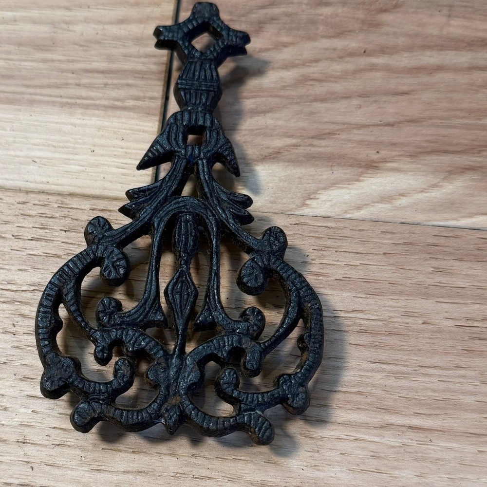 Wilton Cast Iron Decorative Filigree Wall Hook Black Vintage Ornate Scrollwork